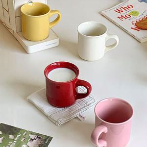 [해외] 심플 순색 도자기 머그컵 홈카페 도자기컵 커피잔 라떼잔 4colors