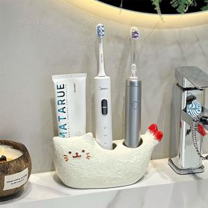 [해외] 귀여운 고양이 전동칫솔 꽂이 치약 칫솔통 거치대 인테리어 소품 3colors