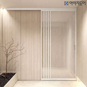 원슬라이딩 간살 중문 UV패브릭 백유리 강화유리 초슬림1.4 현관 도어 미닫이 아파트 시공