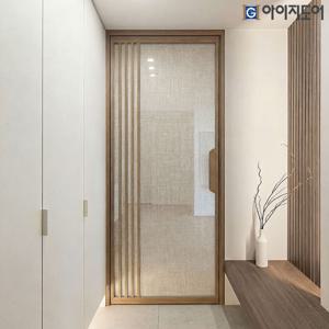 패브릭 접합유리 간살 중문 스윙도어 아파트 현관중문 싱글 1짝 여닫이