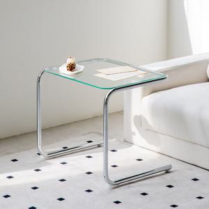 [리퍼] 미스틱 사이드 테이블 투명 강화유리 거실 소파 보조 책상