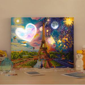 DIY 고급형 LED 보석십자수 (캔버스형) 에펠탑 하트 40X50cm