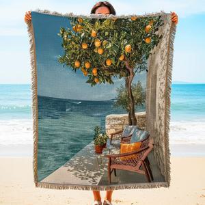 M ORANGE 대형 태피스트리 블랭킷 러그 4계절 선물 패브릭포스터 소파커버 식탁보