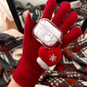 MADE let it snow 글리터 눈사람 투명 하드 에어팟케이스 키링 세트