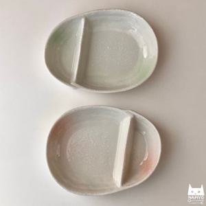 파스텔 2칸 나눔접시 나눔찬기 플레이트 2 type