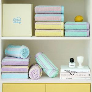 고중량 멜로우 스트라이프 170G 선염 호텔수건 10장