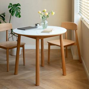 [리퍼] 프라하 컴팩트 오크 원목 원형 세라믹 식탁 단품 90cm