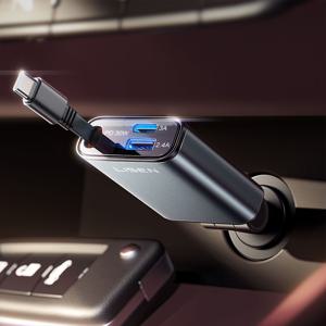 57W 차량용 고속충전 3in1 릴 시거잭 PD USB C타입 아이폰 갤럭시