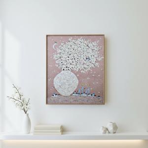 두요김민정 작가 달항아리그림 다복 핑크 현관 거실 인테리어 액자