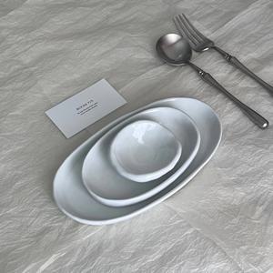 Pebble plate 브런치 파스타볼 무광 도자기 디저트 홈카페 감성 오벌접시