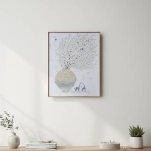 두요김민정 작가 달항아리그림 다복 화이트 현관 거실 인테리어 액자