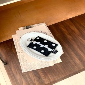 도트 미니 립 파우치 패브릭 카드 이너백 (black)