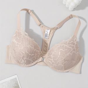 TEMU 앞면 잠금 레이스 패치워크 브라, 서포트를 위한 언더와이어, 처짐 방지, 아름다운 뒷면 디자인, 데이트에 적합