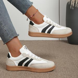 TEMU [스니커즈] 트렌디하고 활용도 높은 여성용 스케이트화, 편안하고 가벼운 디자인의 컬러 블록 스타일