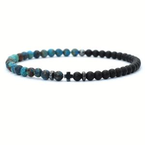 TEMU 1개 노터 남성용 4mm 구슬 십자가 기도 목걸이 - 끝단부터 완전한 4mm 구슬, 캐주얼 종교 팔찌, 교사의 날, 개학, 졸업 선물용