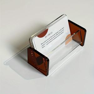 TEMU 1개 현대적인 아크릴 명함 홀더, 책상용, 투명 플라스틱 디스플레이 스탠드, 명함 30~60장 보관 가능