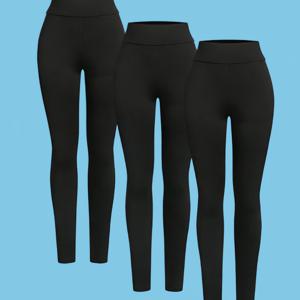 TEMU 3팩 여성용 하이웨이스트 블랙 스키니 팬츠 | 탄성 허리, 디자인, 통기성, 직장, 데일리룩에 적합