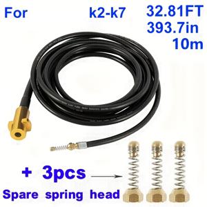 TEMU 1롤 10.8ft 39.7인치 하수구 청소용 호스 파이프 클리너 키트 (K2-K7 어댑터, 개스킷 노즐 포함) 1/4 퀵 커넥트 세차용 호스