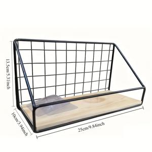 TEMU 벽걸이형 수납 바구니 선반 정리함 | 침실, 주방 및 욕실 장식에 적합한 다기능 공간 절약형 벽 선반 | 설치가 용이한 농가 스타일 금속 책장 정리함 | 수건 및 책을 위한 튼튼한 수납 솔루션