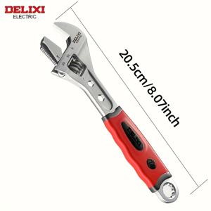 TEMU DELIXI 전기 8인치 조절 렌치 - Cr-V 단조 탄소강, 미끄럼 방지 그립, 크레센트 프로 핸들로 더 큰 지렛대, 안전한 고정용 잠금 메커니즘, 전문 도구 | 크레센트 핸들 | 고품질 강철