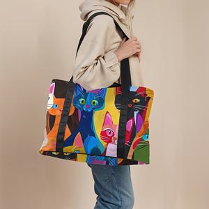 TEMU 대용량 여행 가방, 귀여운 만화 고양이 디자인, 스포츠, 헬스, 요가에 적합하며 주말 오버나이트 가방 및 여행 가방 정리함으로도 사용 가능