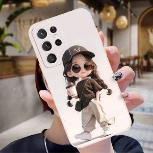 TEMU 갤럭시 S25 S24 S23 S21 FE S22 플러스 울트라 화이트 소프트 쉘 패션 커플 개성 선물용 모바일 폰 케이스 - EA3673