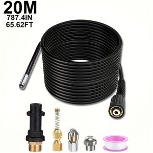 TEMU 6개 고압 세척기 하수구 제터 키트 (KC K2, K3, K4, K5, K6, K7/Hd/Hds용), 길이 49.21Ft/65.62Ft의 블랙, 고압 세척기 호스용, 스프링 노즐, 하수구 로터리 노즐, 하수구 막힘, 파이프라인 청소 도구