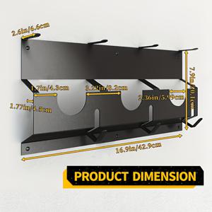 TEMU 벽걸이형 고강도 금속 공구 보관 랙 1개 - 3단 차고 작업장 정리대, 앵글 그라인더, 절단 및 연마 기계에 적합, 케이블 관리 및 공간 절약 디자인, 보관 랙