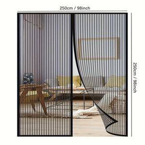 TEMU 창문 및 문용 자석 유리섬유 메쉬 모기장 도어 커튼 - 자동 폐쇄식 자석 벌레 차단막, 무타공 설치, 유리 패널용 PVC 프레임 호환, 반려동물 친화적 곤충 방지, 거실용