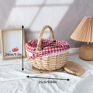 TEMU 천연 지저귀로 만들어진 작은 수제 선물 바구니. 손잡이와 빨 수 있는 안감이 특징이며, 부활절, 선물, 집 장식, 보관, 선반에 적합하며 꽃 바구니 또는 선반 바구니로도 사용할 수 있습니다.