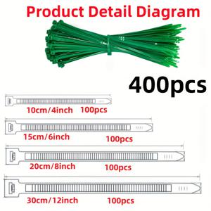 TEMU 400개 대형 녹색 선물 포장 조절 가능한 플라스틱 식물 끈, 잔디 관리에 적합한 강력한 나일론 식물 고정 라인, 다기능 정원 가드닝 끈, 화분 및 용기에 있는 녹색 꽃과 덩굴 고정에 이상적