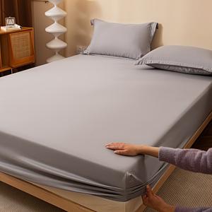 TEMU 1개 연베이지 핏티드 시트 - 트윈/풀/퀸/킹 사이즈 호환 통기성 침대 시트, 세탁기 사용 가능 매트리스 보호 커버, 사계절용 침구, 게스트룸, 기숙사, 호텔용 (베개 미포함)