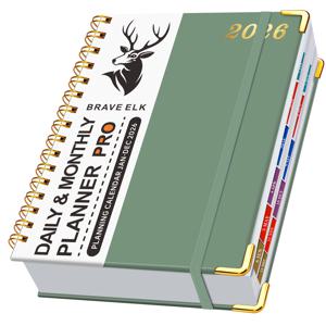 TEMU 2026년 이중 라인 스파이럴 계획서 400페이지 12개월 주간 월간 효율적인 계획 학습 및 업무 메모 시간 관리 개인 플래너