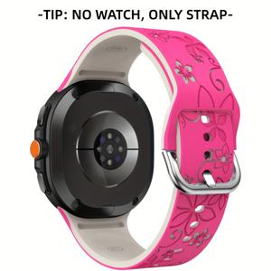 TEMU 삼성 8 40mm 44mm/워치 8 클래식용 투톤 레이저 각인 바우히니아 패턴 워치 밴드, 남녀공용 부드럽고 피부 친화적인 교체 스트랩, 패셔너블하고 내구성 있는 스마트워치 밴드, 쉬운 설치, 액티브 라이프스타일에 이상적