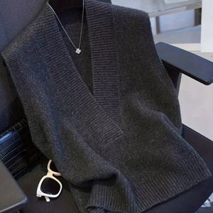 TEMU 여성용 롱 조끼, V넥 웨이스트코트, 신상 가을 겨울 스웨터, 민소매 탑