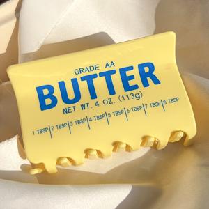 TEMU 귀여운 버터 모양 헤어 집게 클립, 신기한 음식 디자인 아크릴 헤어 클램프, 재미있는 노란색 버터바 여성용 헤어 액세서리, 일상용 및 독특한 스타일링을 위한 미끄럼 방지 조 클립