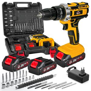 TEMU 21V 충전 임팩 햄머 전동드라이버 리튬이온 배터리 대용량 소형 경량 전동드릴 공구세트