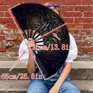 TEMU 남성용 휴대용 선풍기, 1개, 폴리에스터 소재, 추상적인 다크 퍼플 및 골드 회전 패턴 디자인, 데일리 사용 및 야외 활동에 적합한 휴대용, 스타일리시하고 기능적이며, 여름을 패션스러운 감각으로 채워줍니다. 배터리 없음
