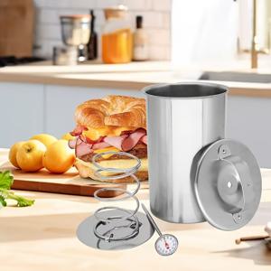 TEMU 스테인리스 스틸 햄 프레스 + 온도계 - 햄, 찜고기, 고기 롤 성형용 주방용 프레스 | 집에서 만든 조리된 고기에 이상적