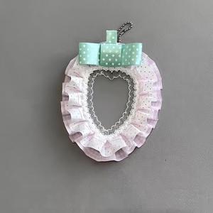 TEMU 1개, 핑크 귀여운 딸기 하트형 카드 홀더, 카툰 애니메이션 캐릭터 소형 카드 홀더