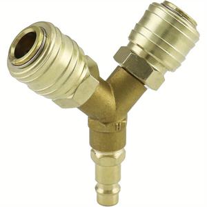 TEMU 1/4 공압용 퀵 커넥터, 공압 분배기, 금속 커넥터 2개, Y자형 공압 분배기, 듀얼 퀵 커넥터가 있는 컴프레서 호스용 공압 부속품