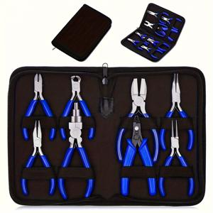 TEMU 8개 블루 미니 금속 쥬얼리 클립 - DIY 쥬얼리 만들기, 수공예 도구, 재봉용 액세서리용 - 둥근 머리, 평평한 머리, 바늘 머리, 톱니 그립, 미니어처 클램핑 (팔찌, 미술 용품)