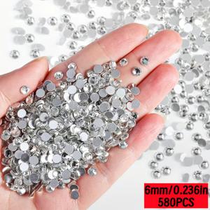 TEMU 2880개/1680개/980개/580개 화이트 도금 하단 3mm-6mm 플랫 백 레진 라인스톤, 주얼리 제작 용품. 주얼리 추가 장식. 네일 아트, 공예 장식. 의류 장식 및 기타 장식