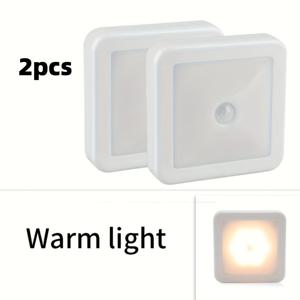 TEMU 모션 센서 6-LED 무드등 야간 조명 2개, 침대 옆, 복도, 통로, 화장실, 계단, 캐비닛용 - 스마트 PIR, 간편한 설치, 휴대용 디자인, 독서등/전자책 리더기용 조명