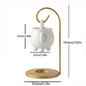 TEMU 골든 철제 스탠드 세라믹 행잉 포 캔들 버너, 세라믹 에센셜 오일 램프, 세라믹 에센셜 오일 버너, 세라믹 아로마 램프, 향기 디퓨저, 홈 (캔들 제외)
