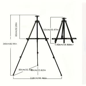 TEMU 휴대용 각조절 삼각대 이젤, 접이식 보관 가방 포함, 안정적인 받침대, 야외 스케치, 회화, 전시용으로 적합—예술가를 위한 이상적인 장비