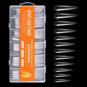 TEMU 매니큐어 울트라롱 워터폴 네일 팁 240개 박스 투명 풀 커버리지 XXXL 데님