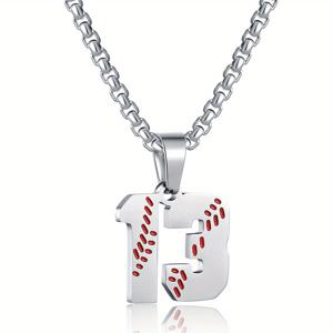 TEMU 남아용 야구 등번호 목걸이 1개, 00-18 선수 저지 등번호 목걸이, 스테인리스 스틸 체인 야구 펜던트, 남성용 야구 선물 펜던트