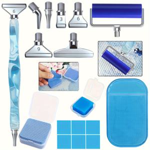 TEMU 16개 페인팅 아트 드릴 펜 키트, 나사 스틸 메탈 팁 니브 플레이서 롤러 도구 액세서리, 5D 페인트 비드 도트용 인체공학적 아트 펜, 1개 페인팅 펜, 6개 스테인리스 스틸 페인팅 펜 메탈 팁, 1개 페인팅 롤러, 6개 왁스, 50개 클리닝 페이퍼, 1개 미끄럼 방지 패드
