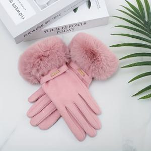 TEMU 토끼 플러시 디자인의 여성용 따뜻한 터치스크린 장갑